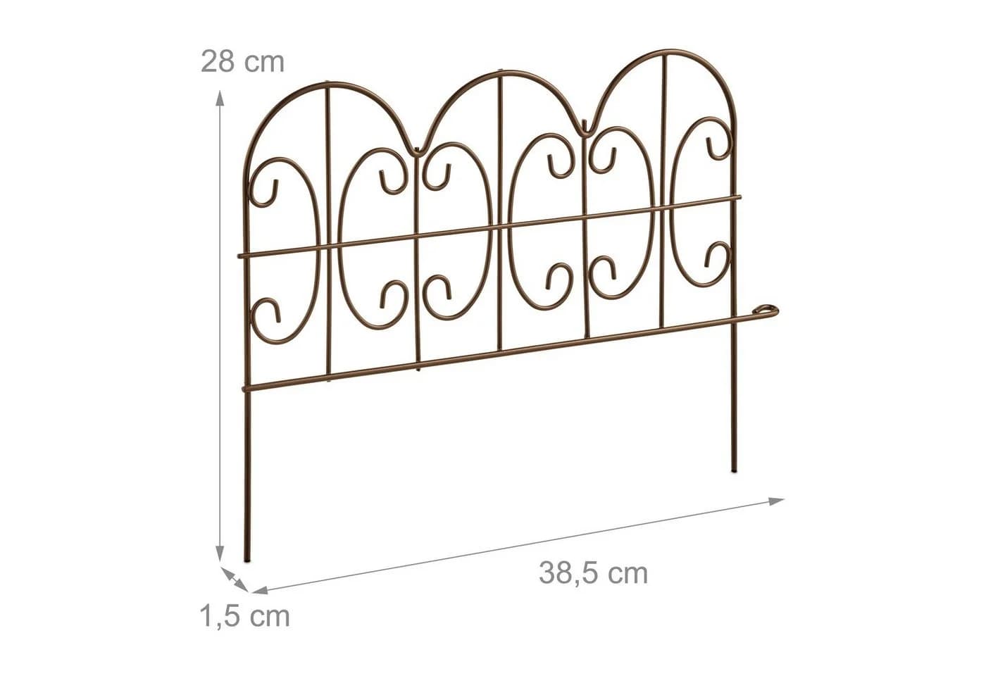 relaxdays Beetbegrenzung Beeteinfassung Metall 4er Set Bronze - Bild 4