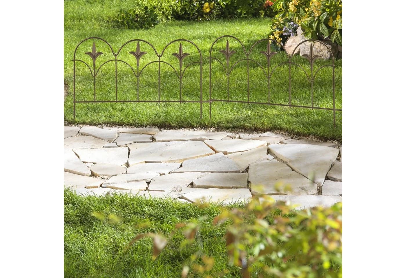 relaxdays Beetbegrenzung Beeteinfassung Metall 4er Set Bronze - Bild 5