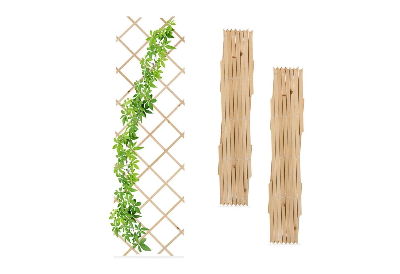 relaxdays Ausziehbares Rankgitter 3er Set Tannenholz Natur - Bild 2