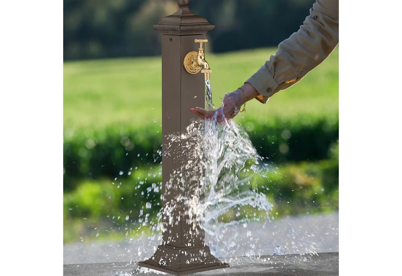 RELAXDAYS Gartenbrunnen Standbrunnen Antik Dunkelbraun/Gold - Bild 3