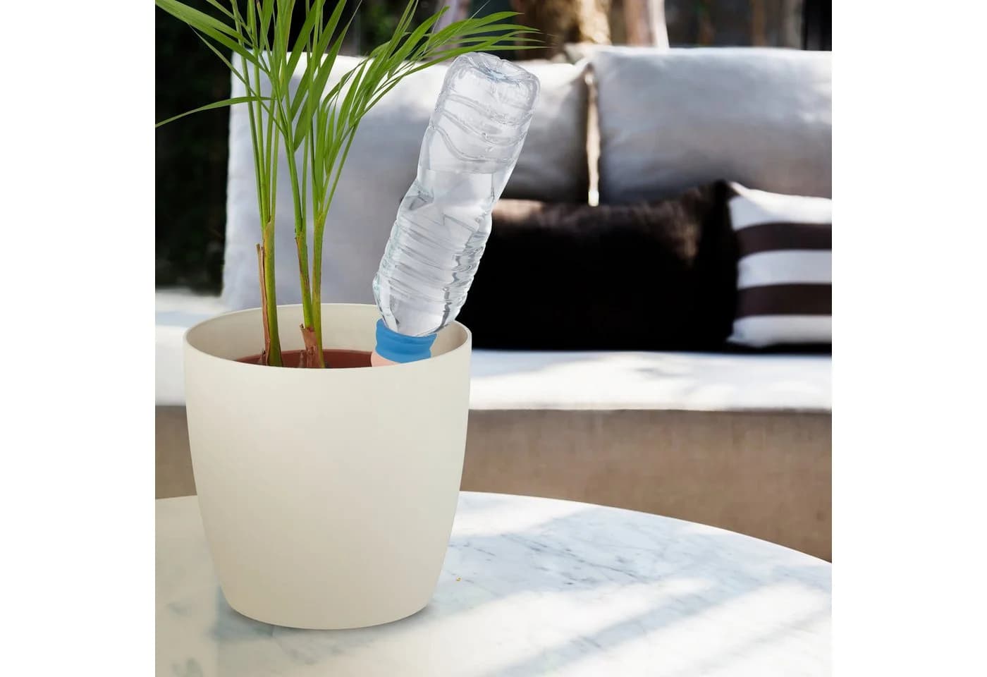 relaxdays Bewässerungssystem Geschwungene Tonkegel 4er Set Terrakotta/Blau