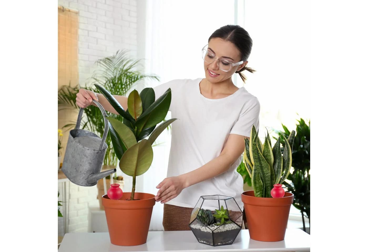 relaxdays Bewässerungssystem Tonspitzen 4er Set Rot Keramik - Bild 3