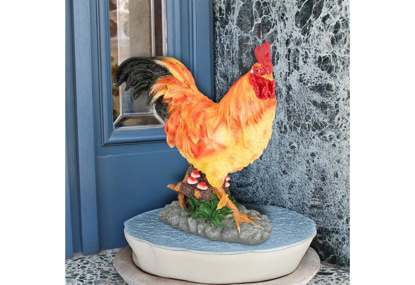relaxdays Gartenfigur Hahn Braun Rot Gelb Polyresin - Bild 3
