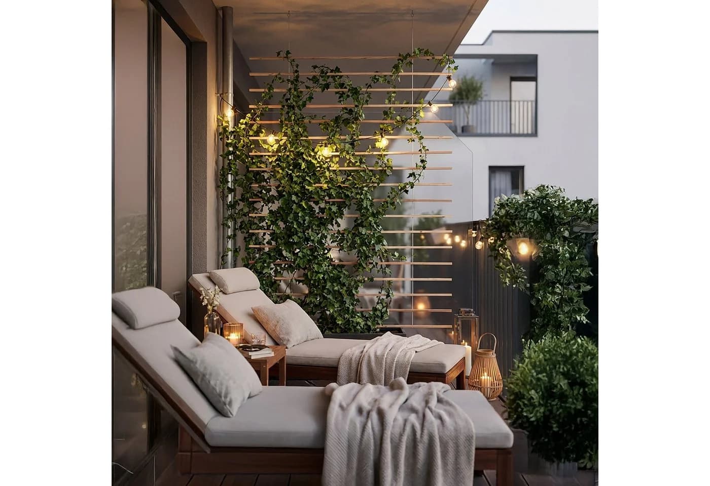 relaxdays Rankgitter Wandspalier Holz Natur Weiß - Bild 3