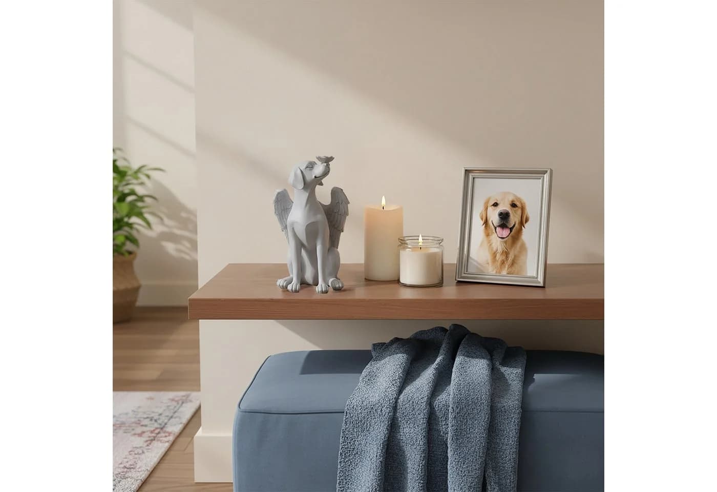 RELAXDAYS Gartenfigur Grabschmuck für Hunde Engel Grau Polyresin - Bild 3