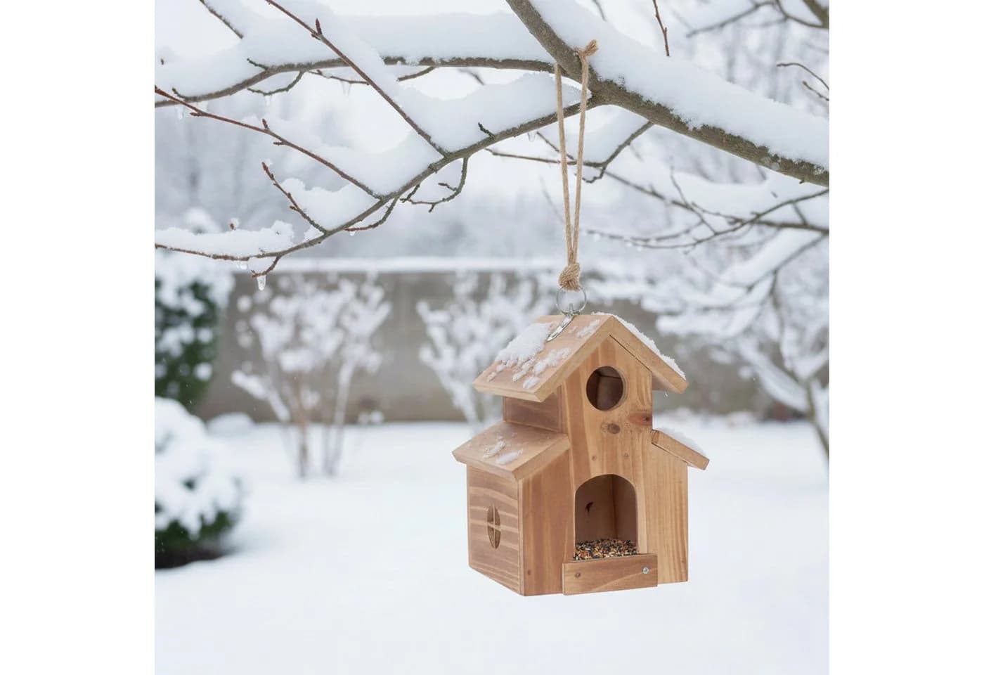 relaxdays Vogelhaus zum Aufhängen Braun Kiefernholz - Bild 3