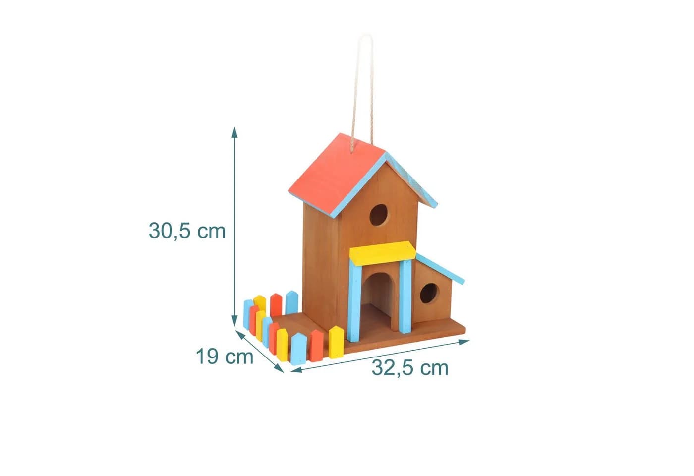 relaxdays Buntes Vogelhaus aus Kiefernholz zum Aufhängen - Bild 4