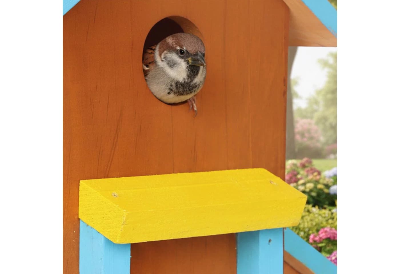 relaxdays Buntes Vogelhaus aus Kiefernholz zum Aufhängen - Bild 5