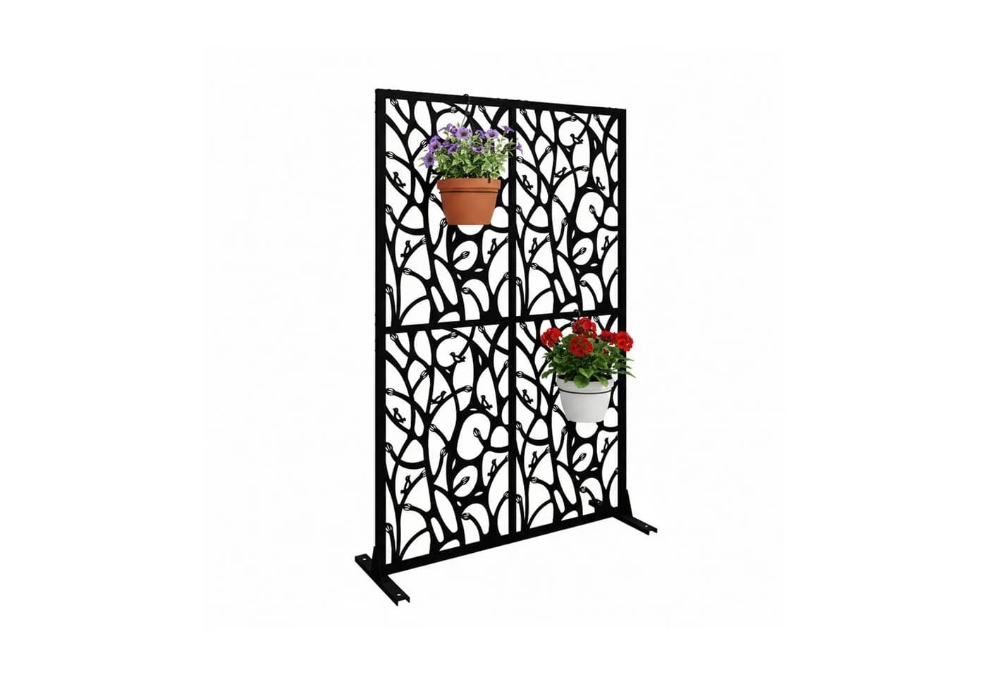 relaxdays Sichtschutzelement Rankenmotiv Schwarz Metall - Bild 2
