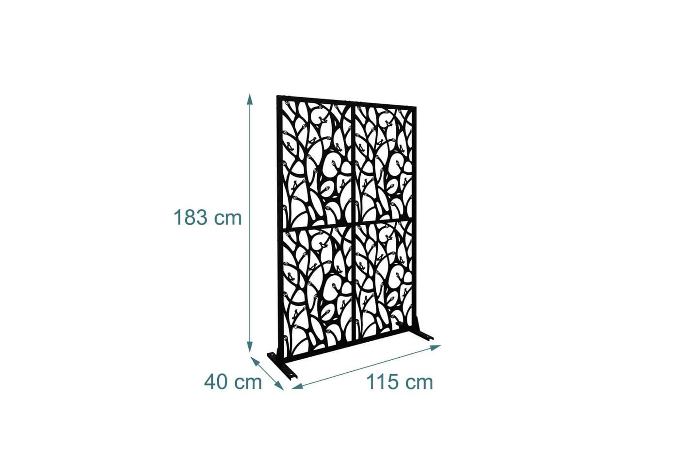 relaxdays Sichtschutzelement Rankenmotiv Schwarz Metall - Bild 4