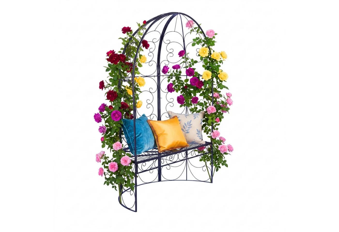 relaxdays Gartenbank mit Rosenbogen Schwarz - Bild 2