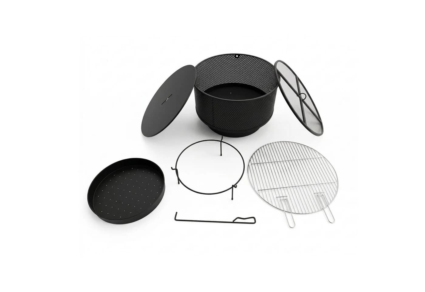relaxdays Feuerschale mit Grillrost Schwarz 3in1 Multifunktion - Bild 5