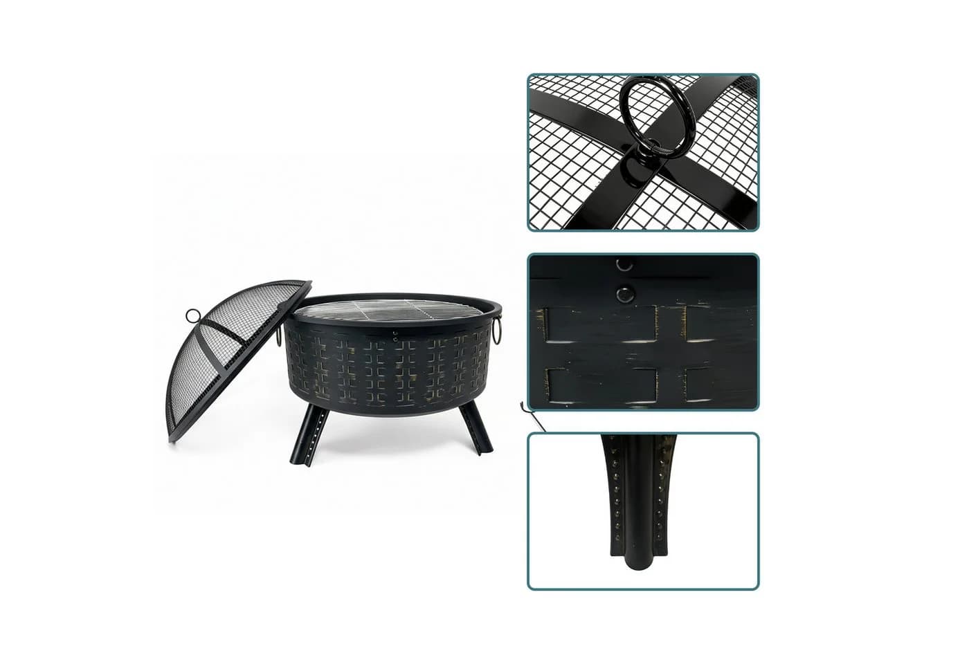 RELAXDAYS Feuerstelle mit Grillrost und Funkenschutz Schwarz - Bild 5