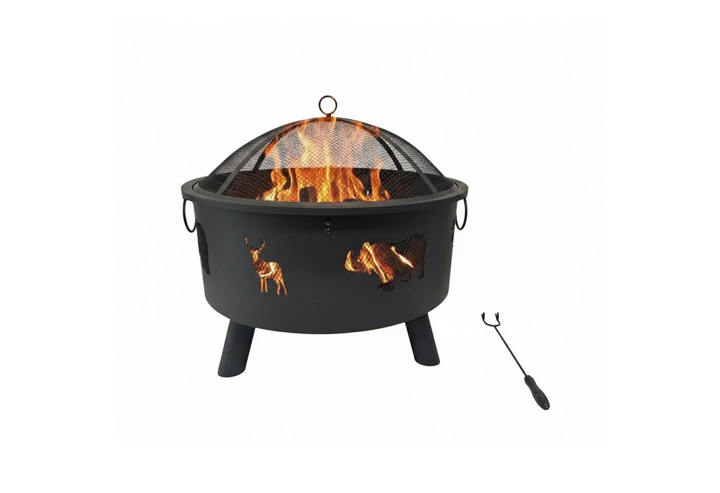 relaxdays Feuerschale mit Flammenmotiv Schwarz - Bild 2