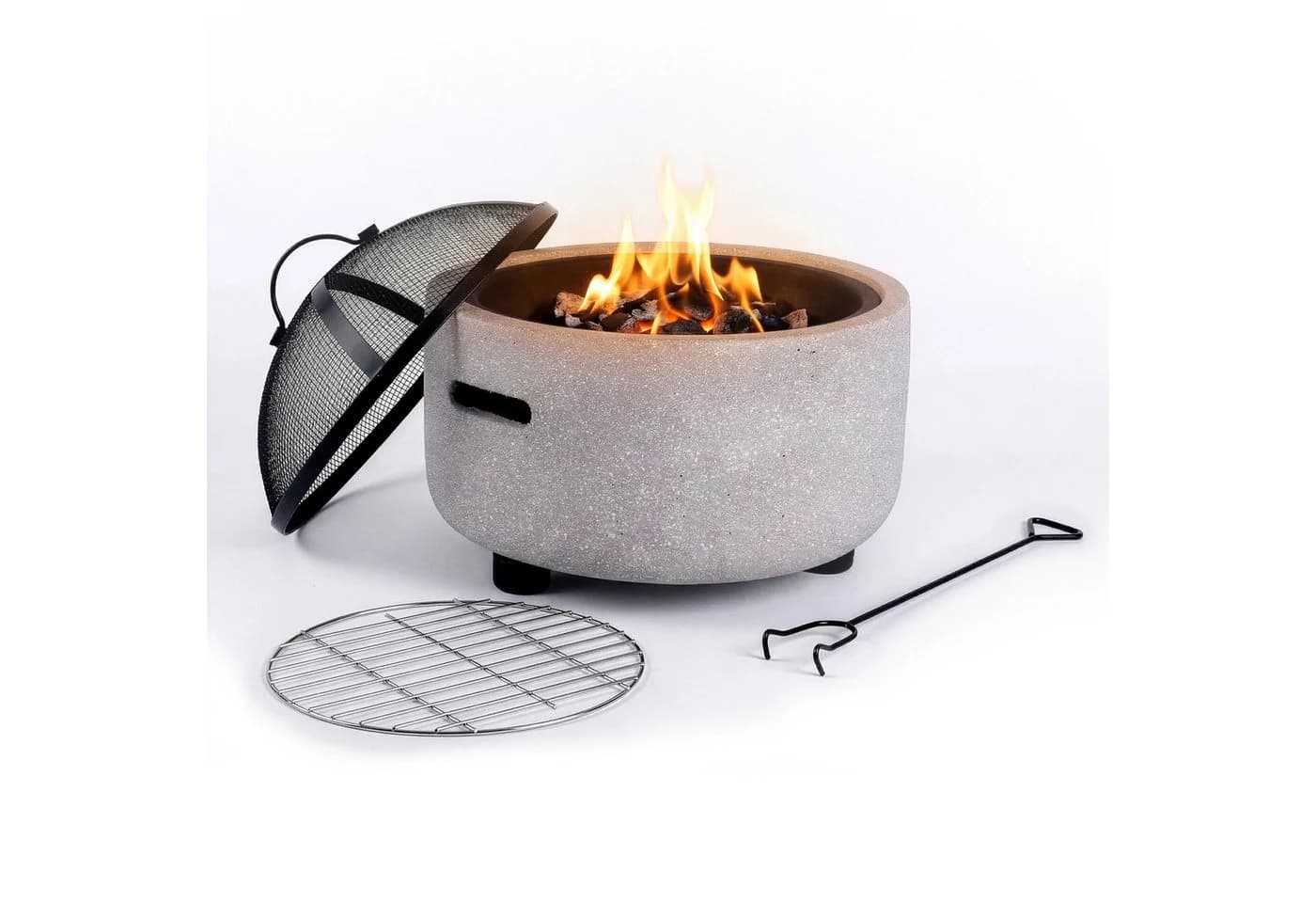 relaxdays Feuerschale in Steinoptik Grau Schwarz mit Grillrost - Bild 2