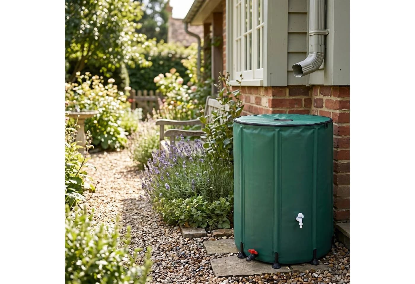 relaxdays Faltbare Regentonne 250l Grün Schwarz