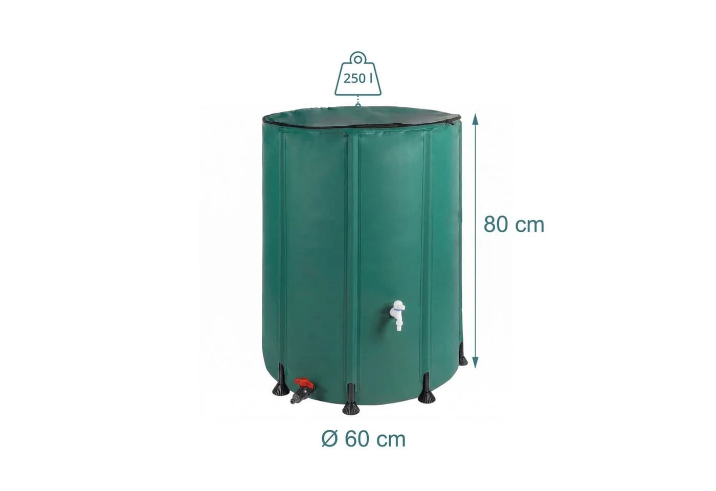 relaxdays Faltbare Regentonne 250l Grün Schwarz - Bild 4