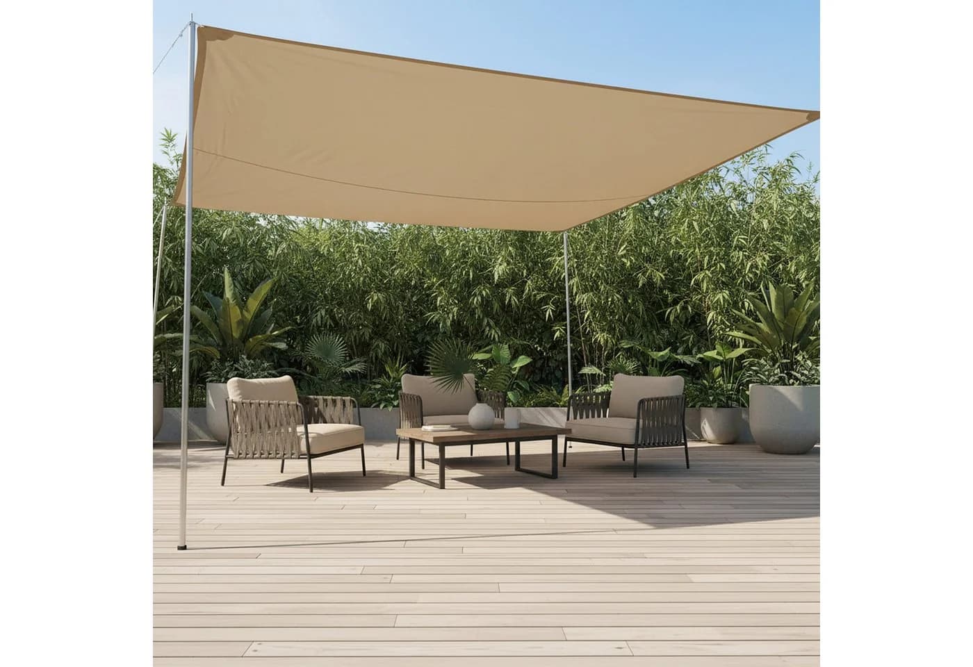 relaxdays Sonnensegel Beige UV-Schutz 30+ Polyester - Bild 5
