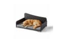 relaxdays Hundebett Rattan mit Kissen XL Grau Bild 2