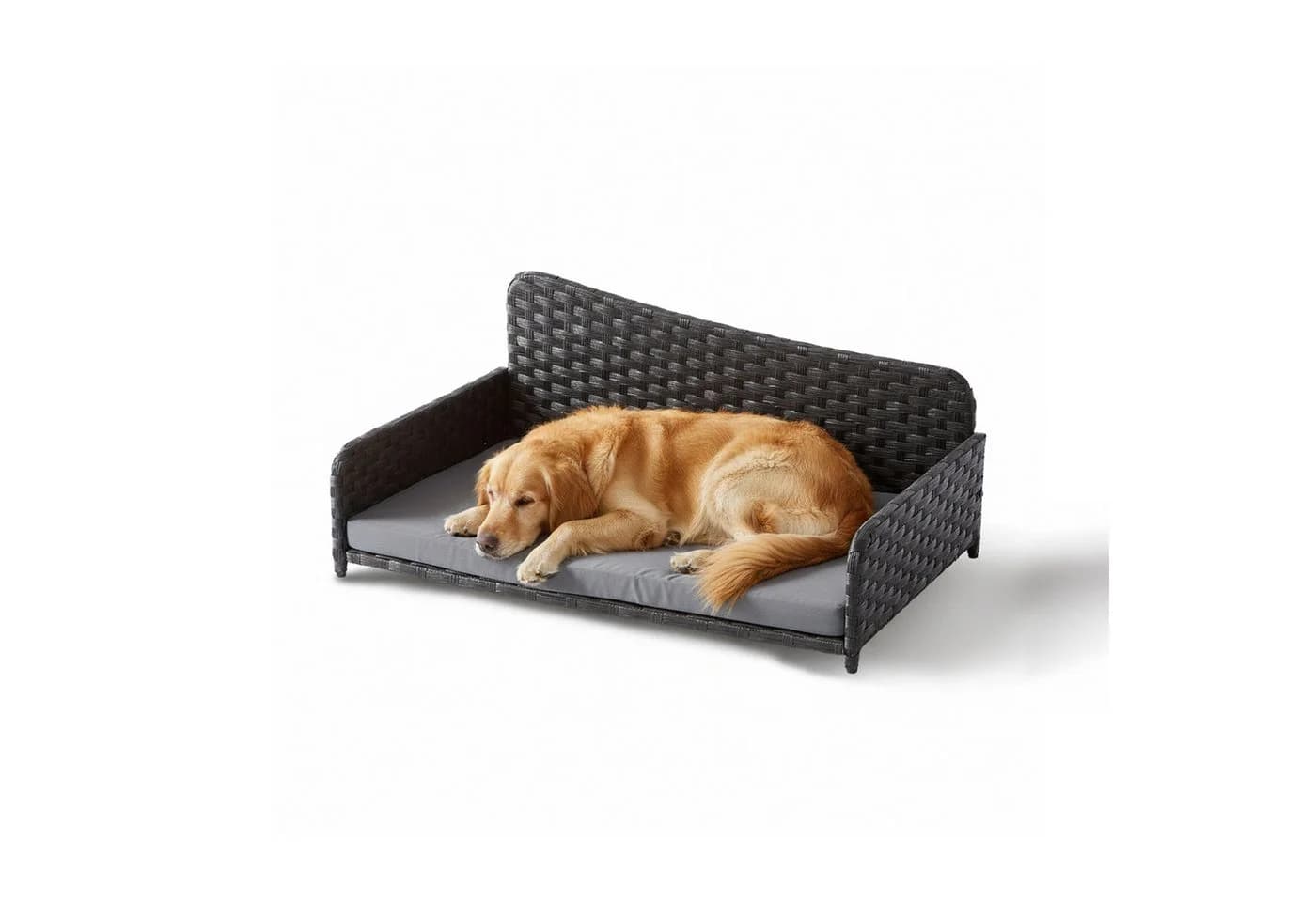 relaxdays Hundebett Rattan mit Kissen XL Grau - Bild 2