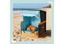 relaxdays Haustierstrandkorb mit Napf maritim blau Bild 3