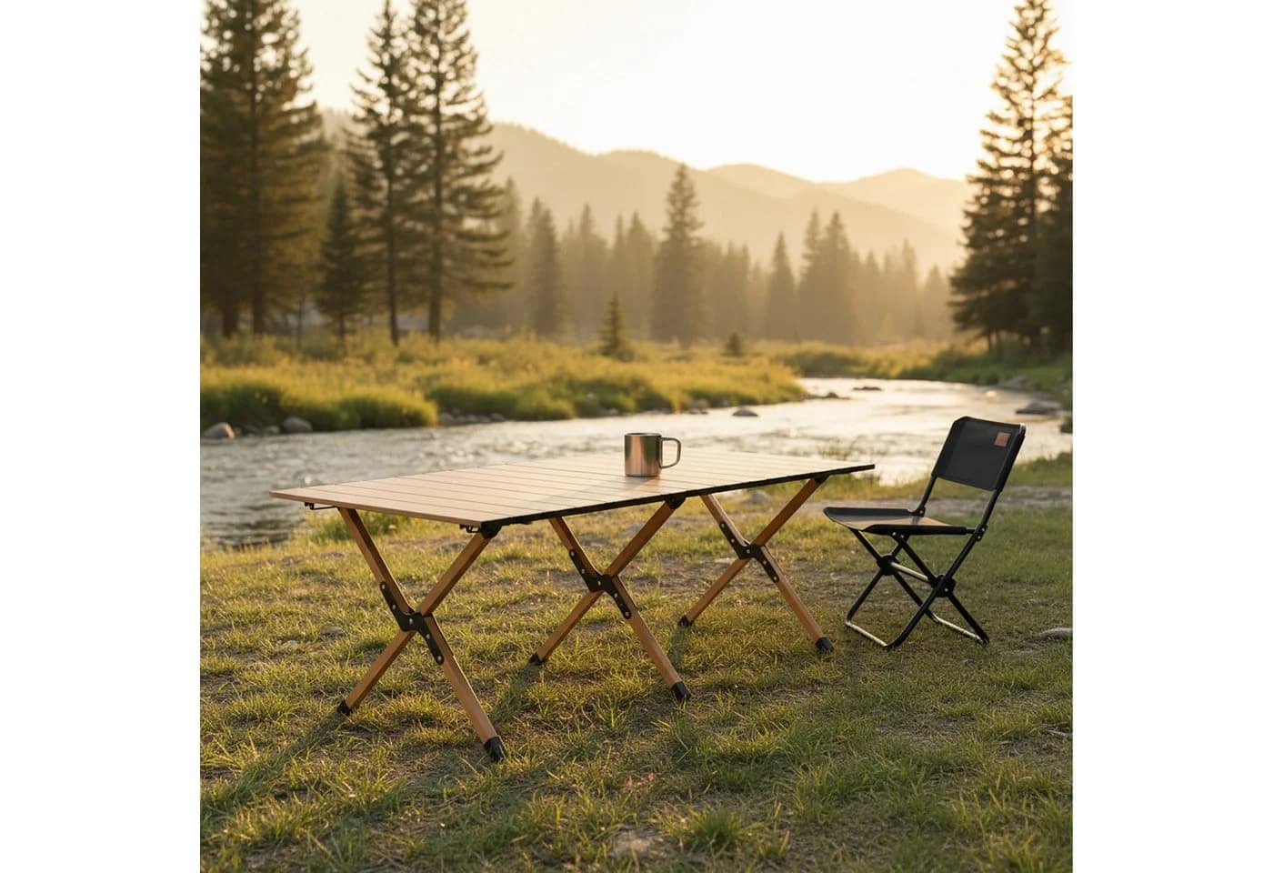 relaxdays Campingtisch klappbar Holzoptik Braun Schwarz