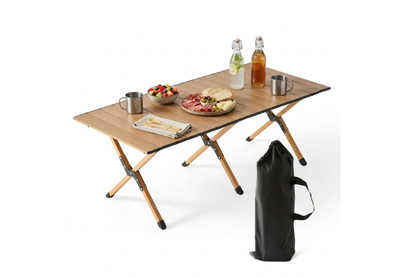 relaxdays Campingtisch klappbar Holzoptik Braun Schwarz - Bild 2