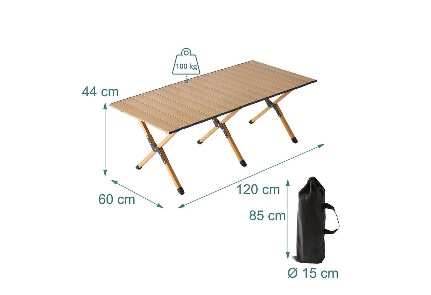 relaxdays Campingtisch klappbar Holzoptik Braun Schwarz - Bild 4