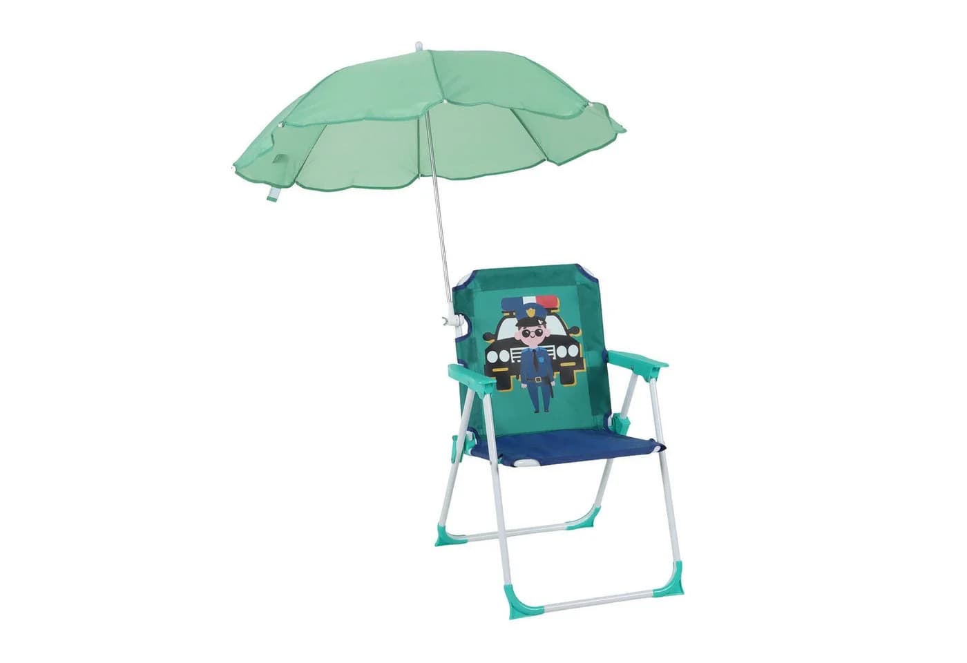 relaxdays Kinderklappstuhl mit Sonnenschirm Blau/Türkis/Weiß - Bild 2