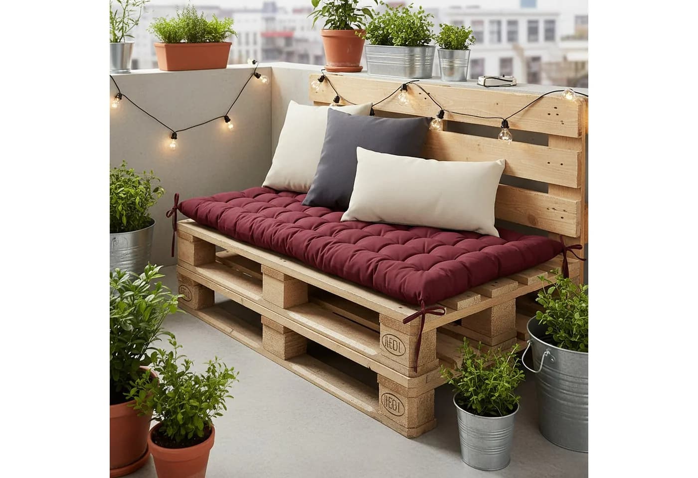 relaxdays Gesteppte Bankauflage Rot 180x50 cm - Bild 3