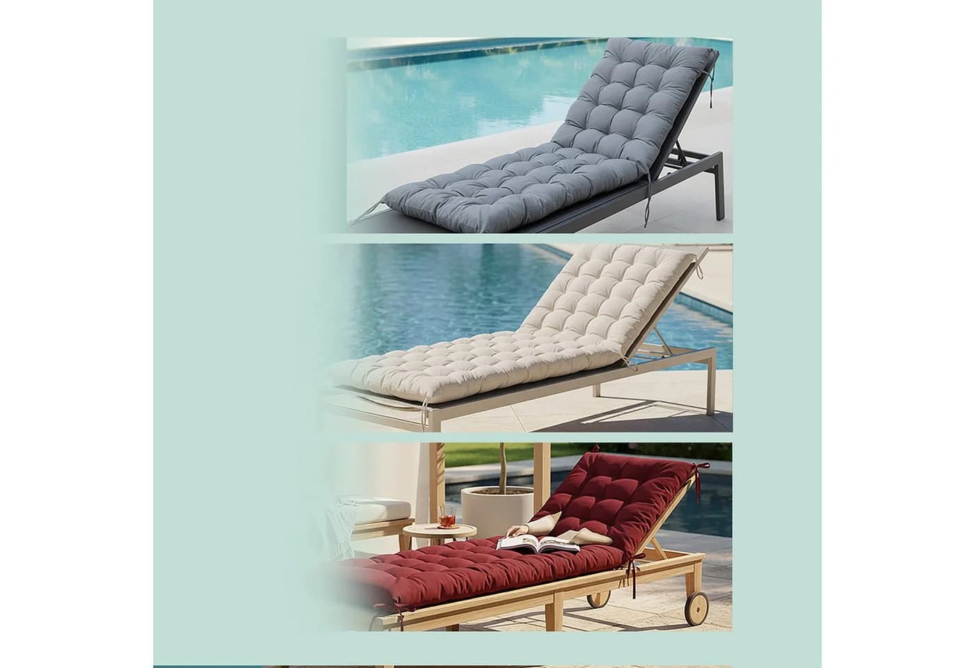 relaxdays Gesteppte Bankauflage Rot 180x50 cm - Bild 5