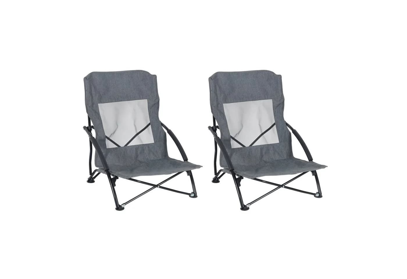 relaxdays Campingstuhl Faltbarer Strandstuhl 2er Set Grau - Bild 2