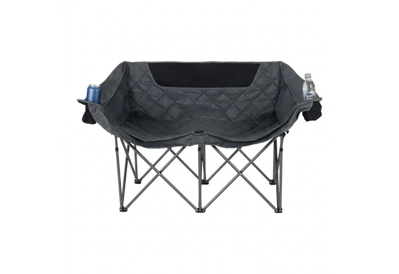 relaxdays Campingbank 2-Sitzer Grau Klappbar mit Getränkehalter - Bild 2