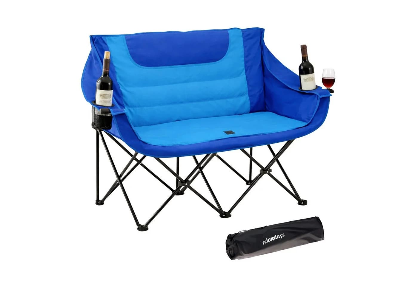 relaxdays Campingstuhl Faltbare Camping Bank für 2 Personen blau - Bild 2