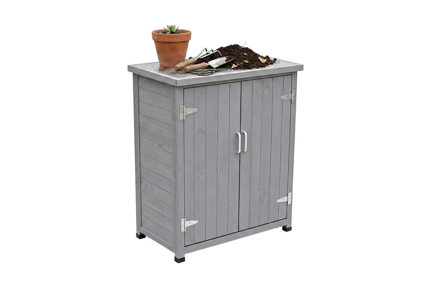 relaxdays Pflanztisch mit Unterschrank grau - Bild 2