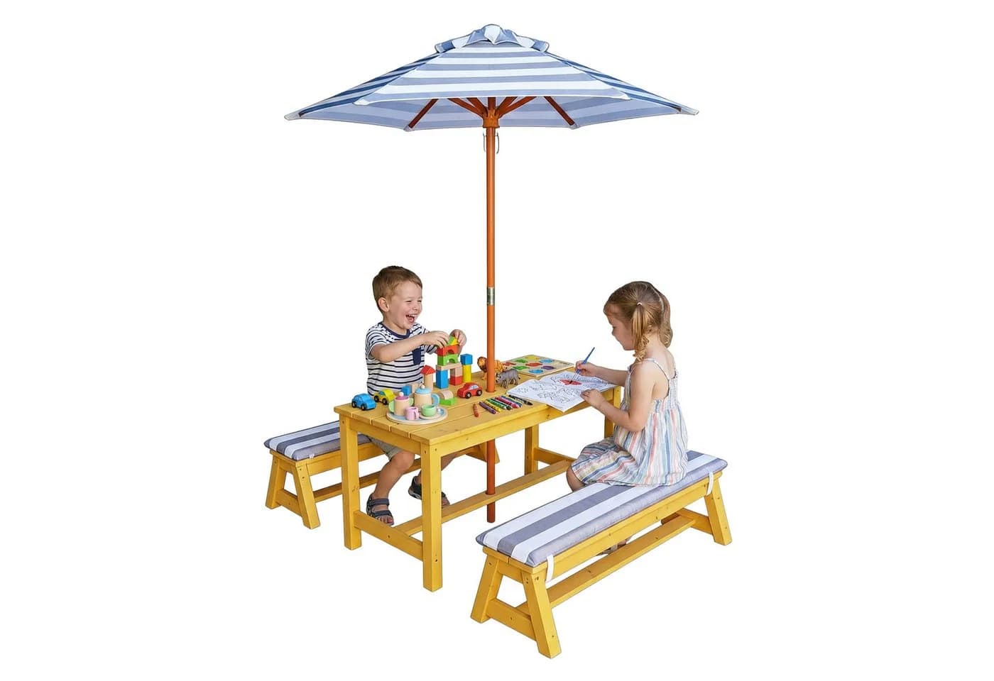 relaxdays Kindersitzgruppe mit Schirm & Auflagen, orange - Bild 2