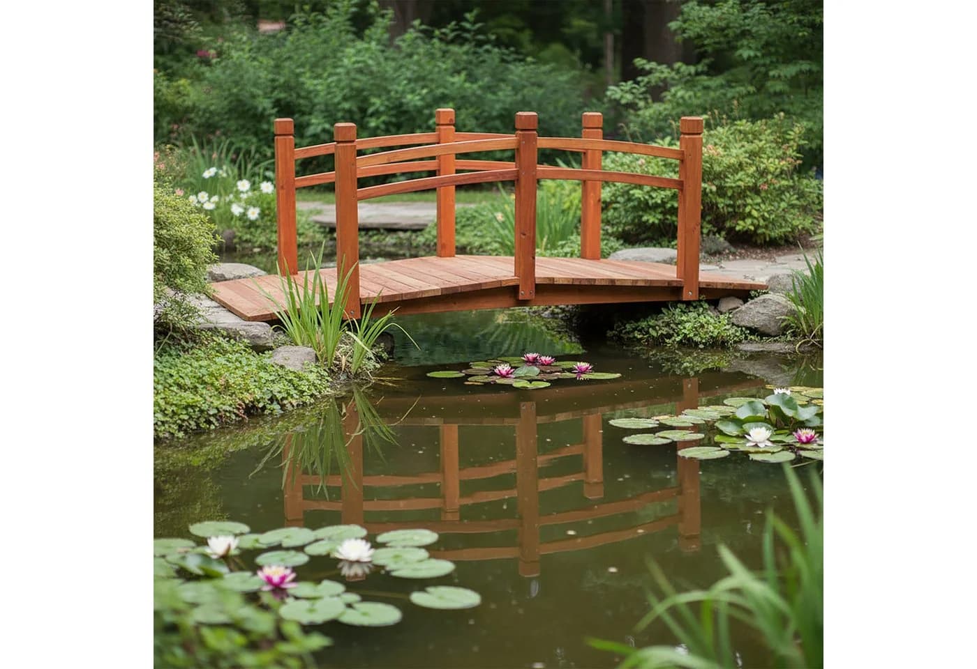 relaxdays Gartenbrücke Tannenholz Orange Bogenform