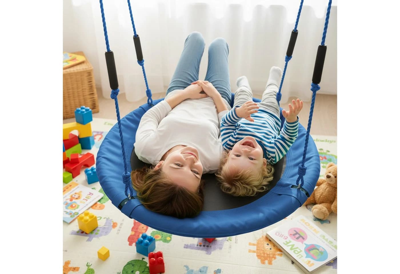 relaxdays Nestschaukel Kinder blau mit Schaumstoffgriffen - Bild 3