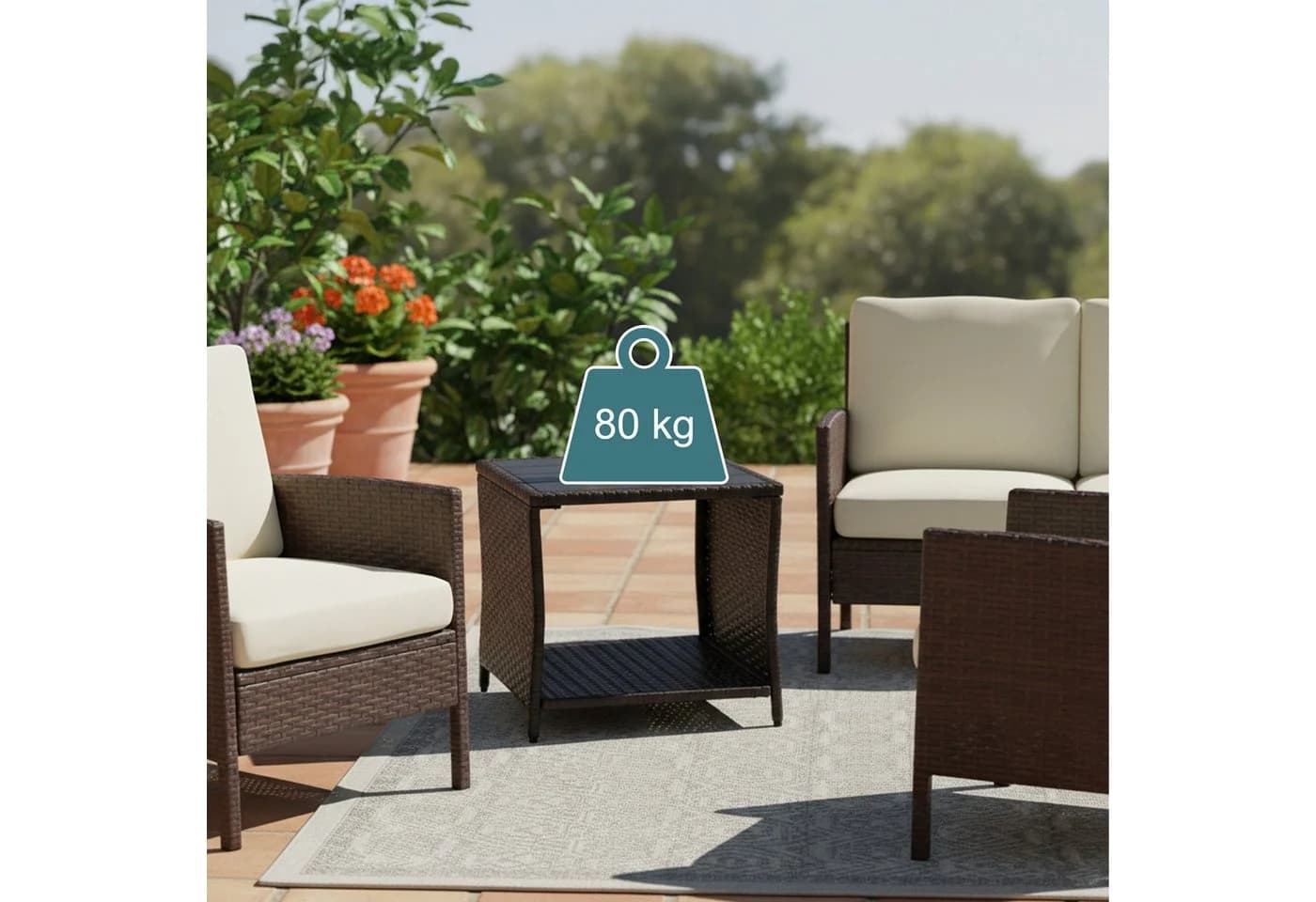 relaxdays Gartentisch Balkontisch Polyrattan Braun - Bild 5