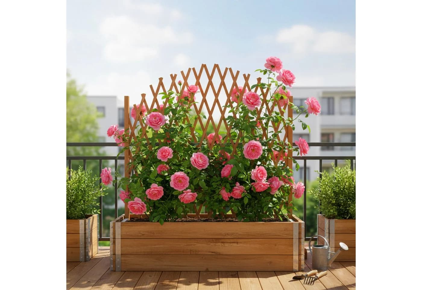 relaxdays Rankgitter Holz Ausziehbar Orange