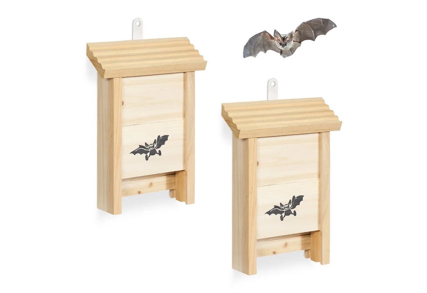 relaxdays Fledermauskasten 2er Set aus Holz mit Anflughilfe - Bild 2