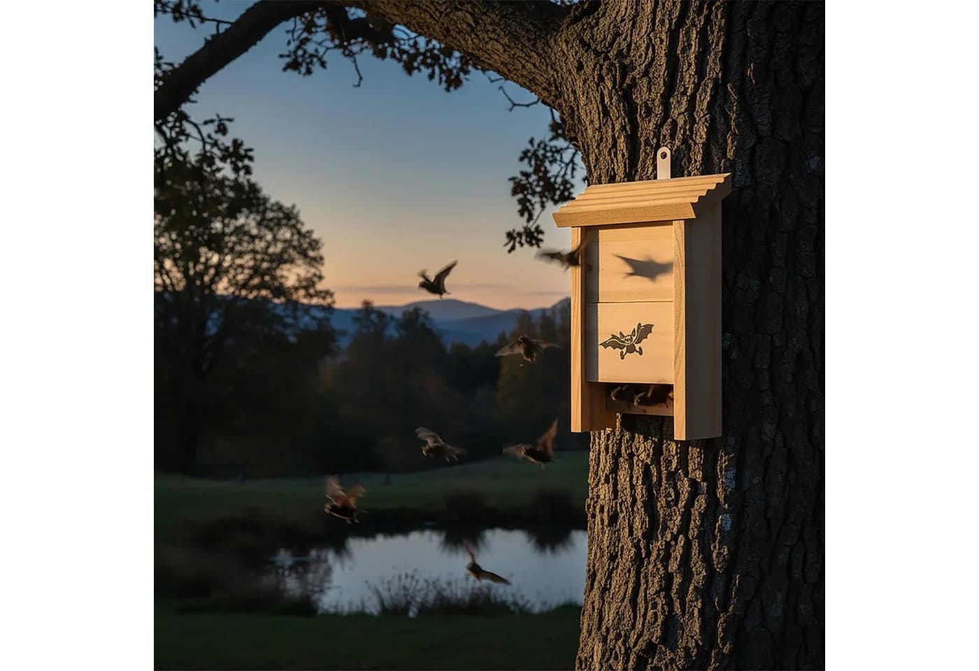 relaxdays Fledermauskasten 2er Set aus Holz mit Anflughilfe - Bild 3