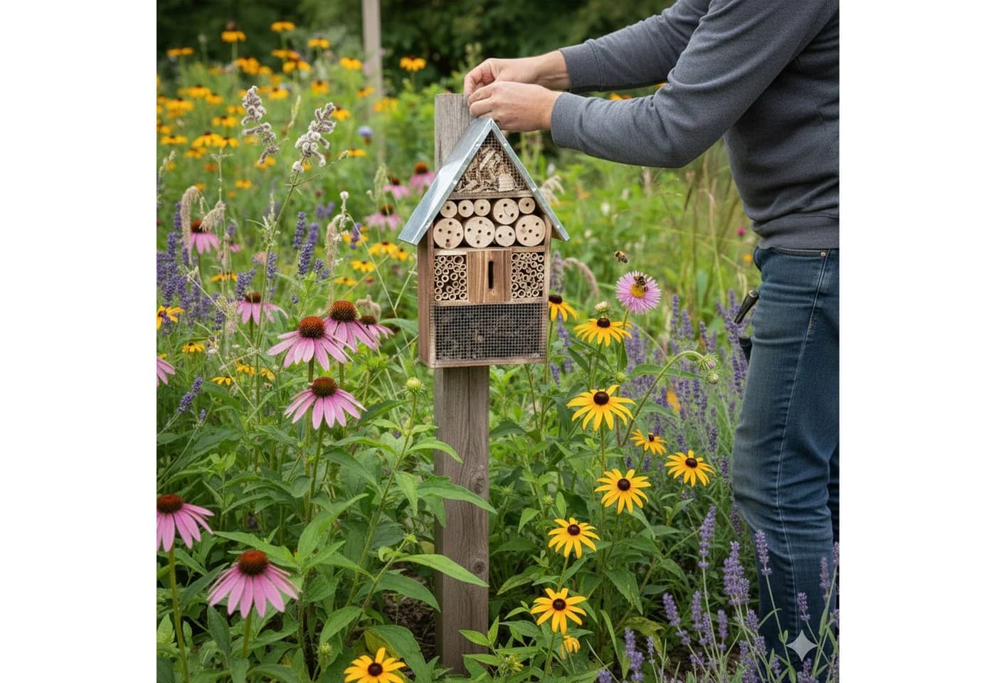 relaxdays Insektenhotel mit Metalldach geflammt - Bild 3