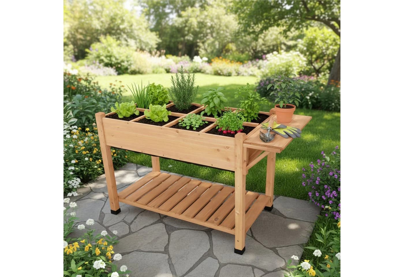 relaxdays Hochbeet mit Unterteilung orange