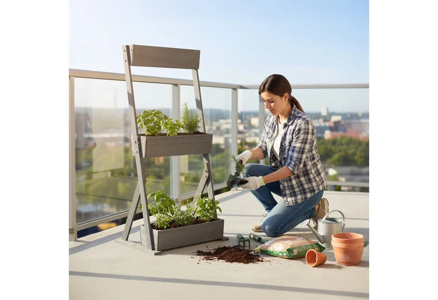 relaxdays Hochbeet Vertikalbeet Anthrazit mit mehreren Kästen - Bild 3