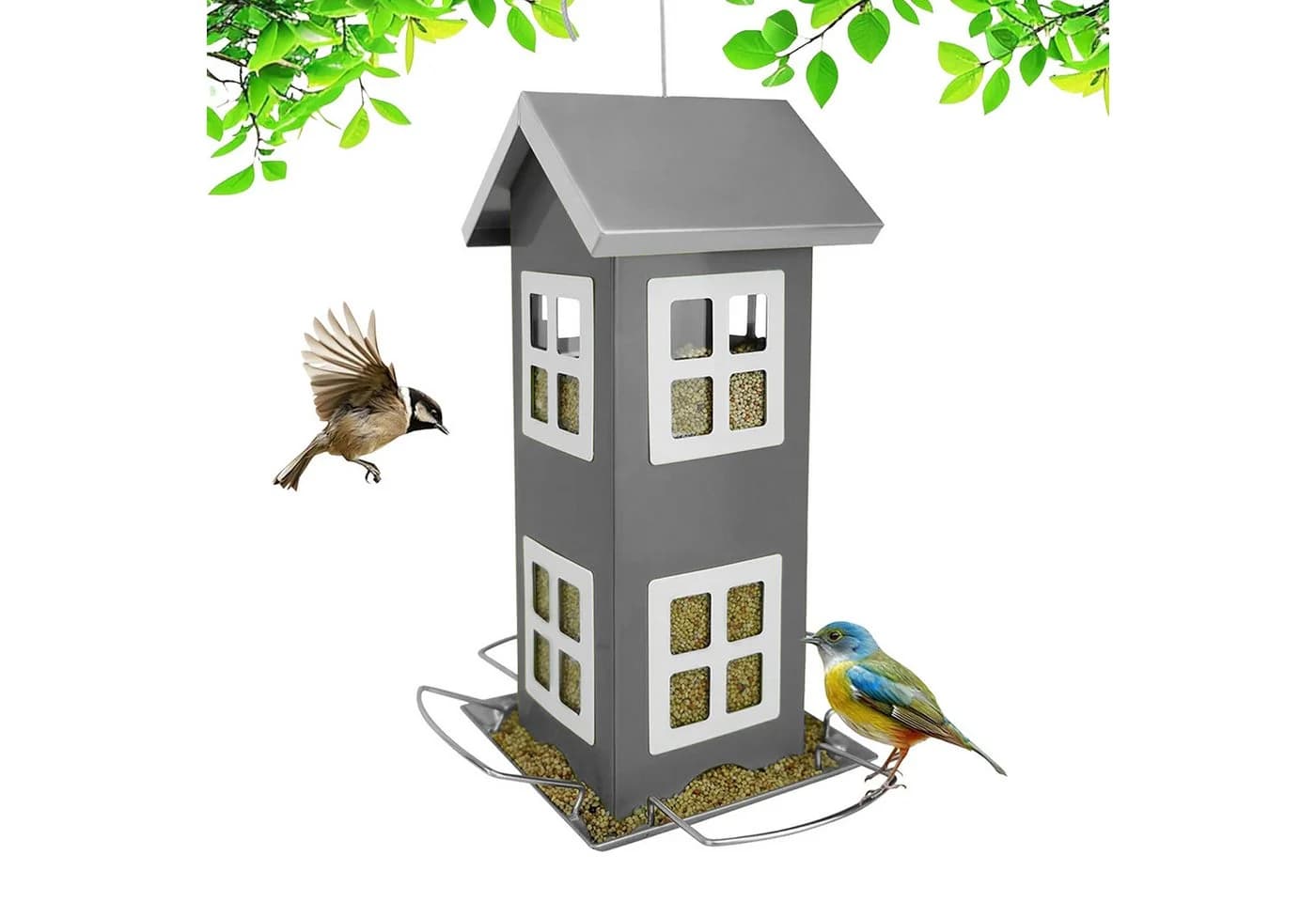 relaxdays Vogelhaus zum Aufhängen grau - Bild 2
