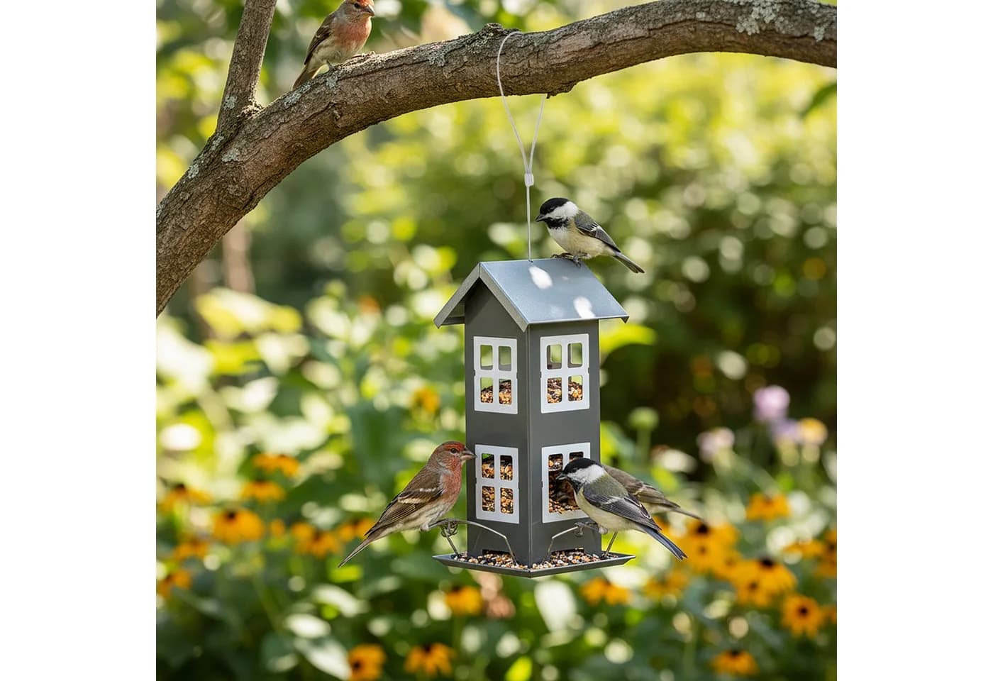 relaxdays Vogelhaus zum Aufhängen grau - Bild 3