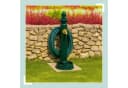 relaxdays Gartenbrunnen Standbrunnen antik 83 cm Schlauchhalter, (1 tlg), grün Bild 1