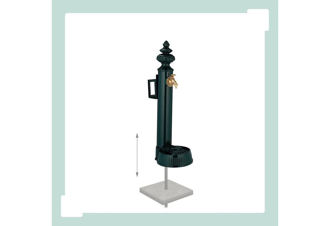 relaxdays Gartenbrunnen Standbrunnen antik 83 cm Schlauchhalter, (1 tlg), grün - Bild 5