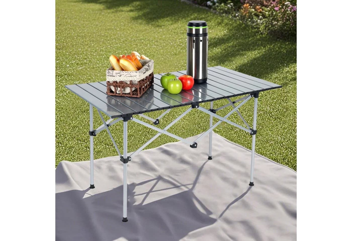 relaxdays Klapptisch Faltbarer Campingtisch Stahl Silber - Bild 3